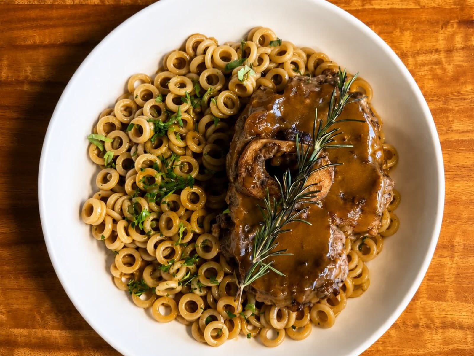 Boeuf bourguignon con setas y puré en Julia Restaurant