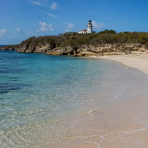 Remaster editorial de La Playuela con el Faro Los Morrillos al fondo