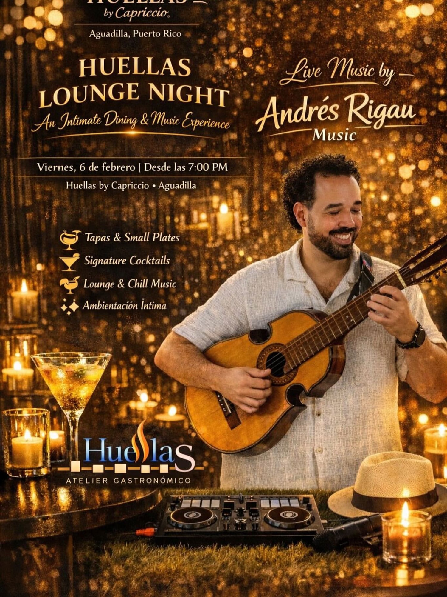 Música en vivo, tapas y coctelería en Huellas