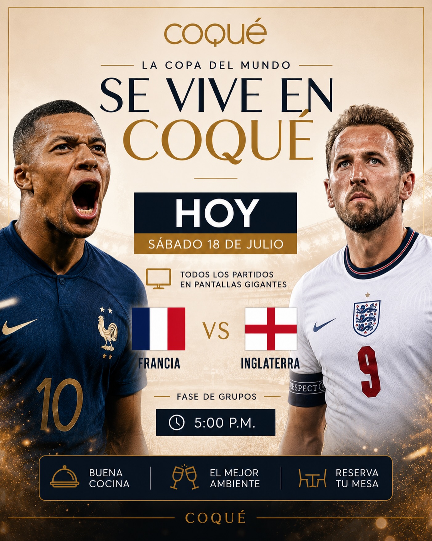 Francia e Inglaterra en pantallas gigantes este sábado