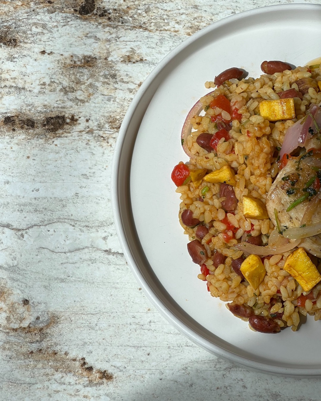 Mamposteao con pollo para una comida completa