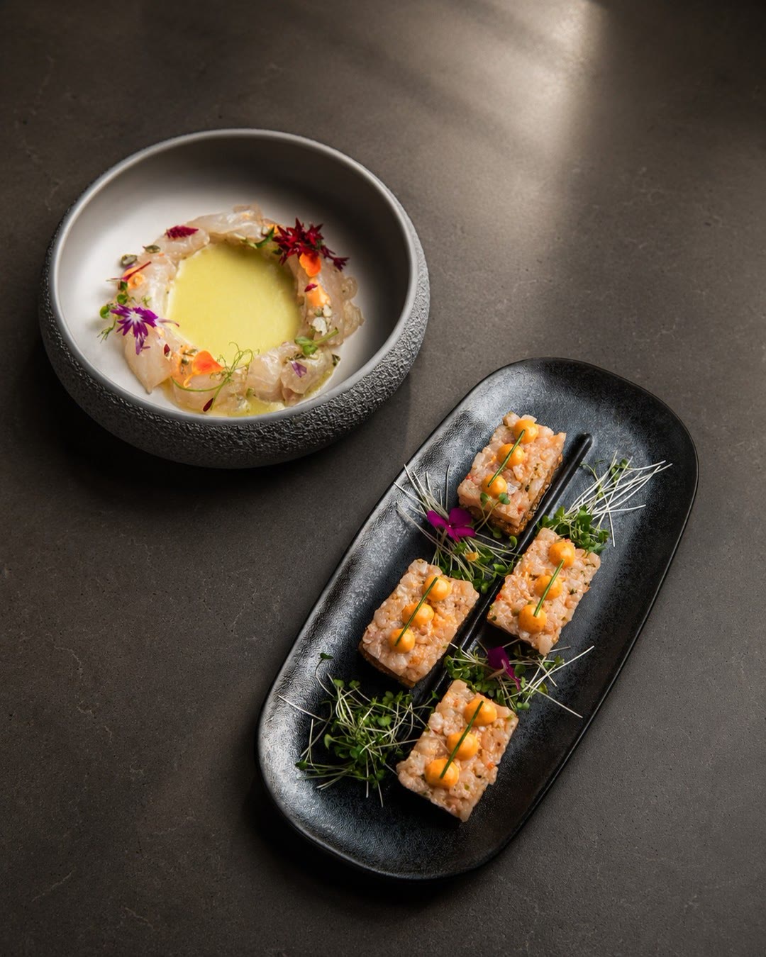 Pargo japonés con leche de tigre de guanábana