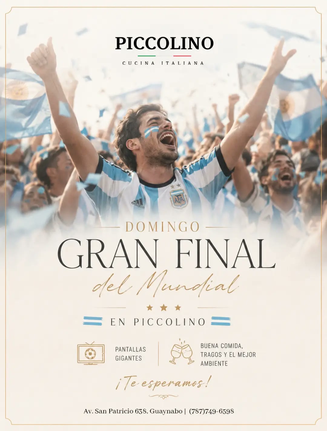 La gran final se vive con pantallas, comida y tragos