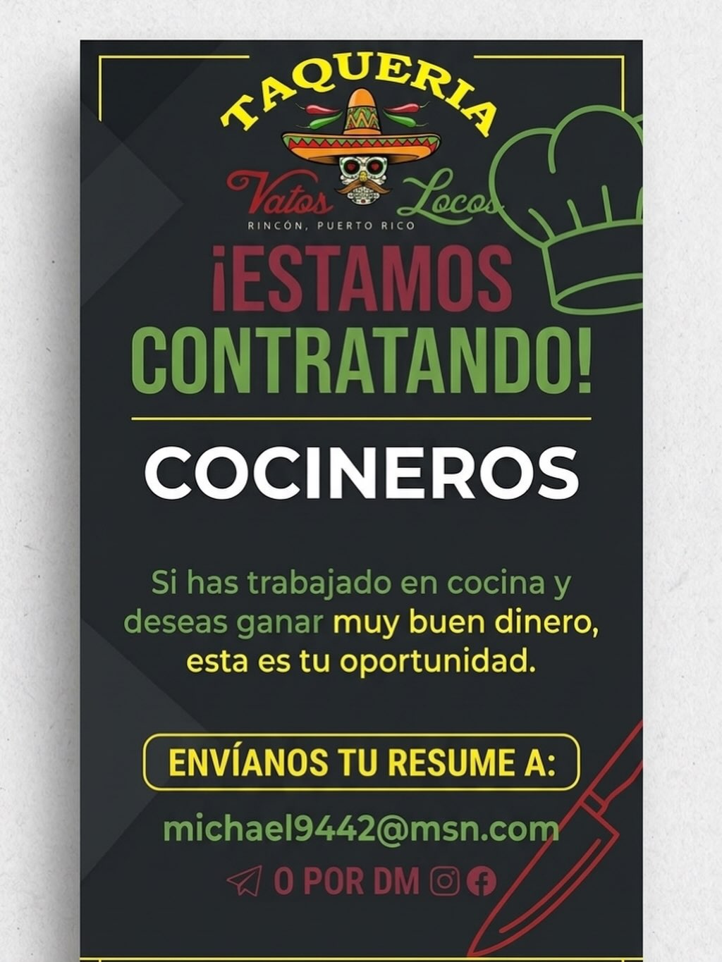 La cocina de Vatos Locos busca nuevos cocineros